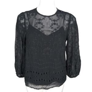 J. Crew Mixed Embroidery Drapey Top Size XS